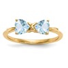 14k Polished March/Aquamarine Bow Size 7 Ring