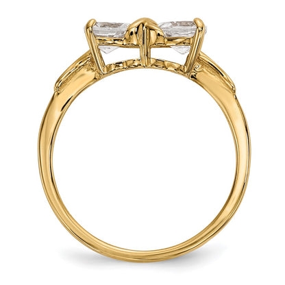 14k Polished April/White Topaz Bow Size 7 Ring