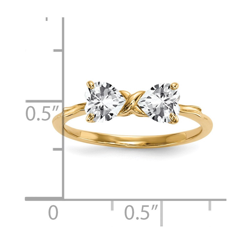 14k Polished April/White Topaz Bow Size 7 Ring