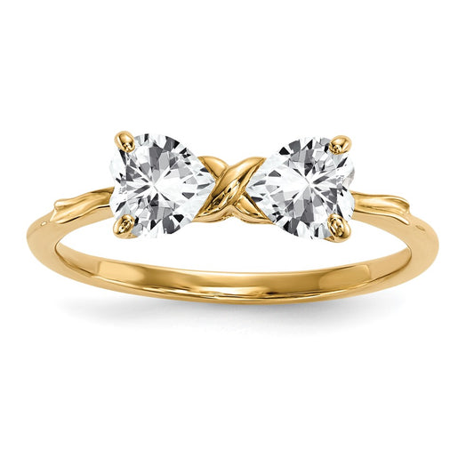 14k Polished April/White Topaz Bow Size 7 Ring