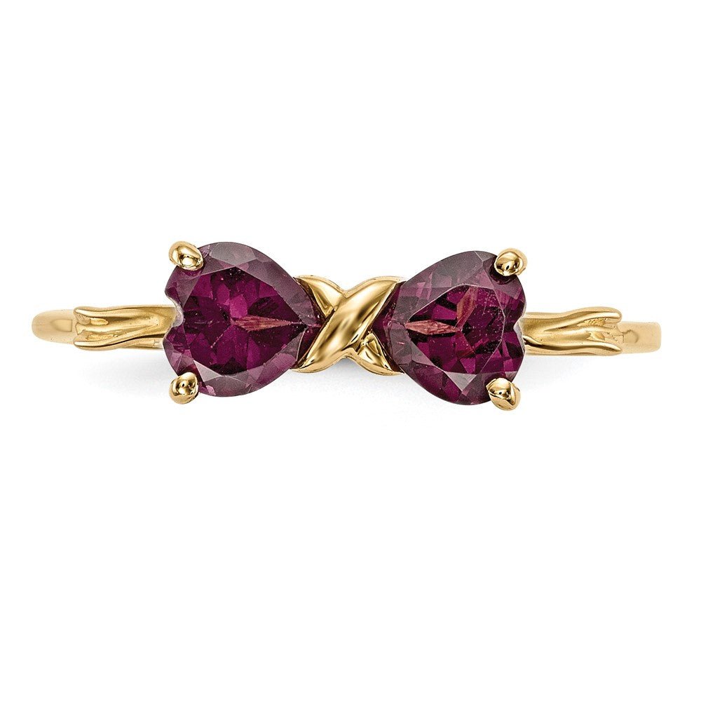 14k Polished June/Rhodolite Garnet Bow Size 7 Ring