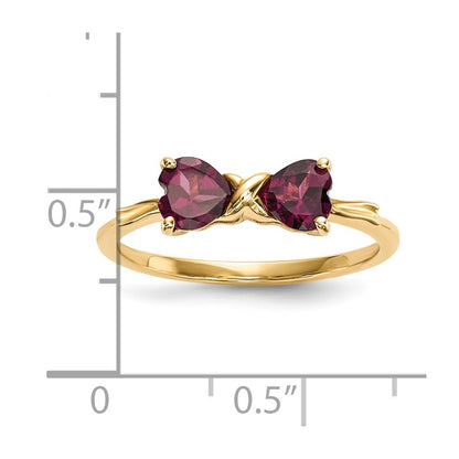 14k Polished June/Rhodolite Garnet Bow Size 7 Ring