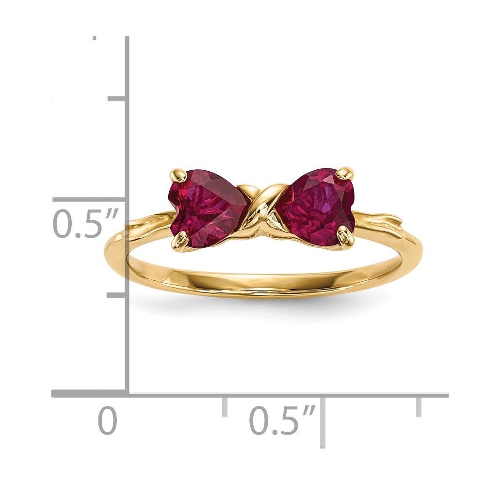 14k Polished July/Lab Created Ruby Bow Size 7 Ring
