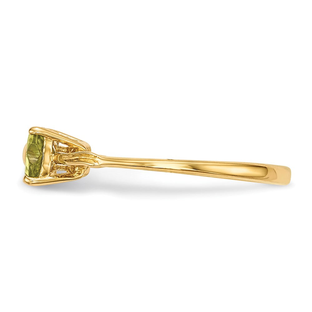 14k Polished August/Peridot Bow Size 7 Ring