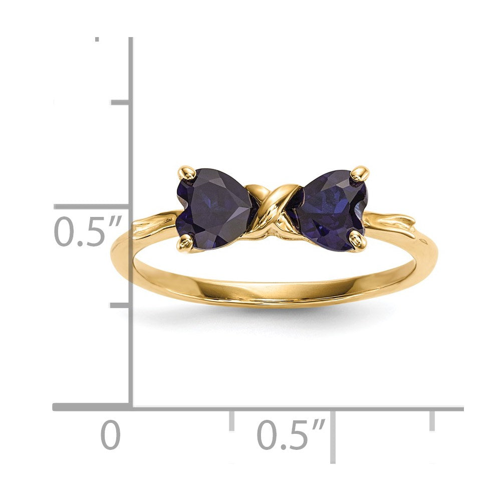 14k Polished September/Lab Created Sapphire Bow Size 7 Ring