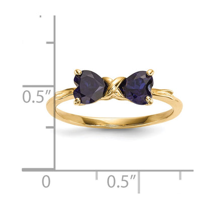 14k Polished September/Lab Created Sapphire Bow Size 7 Ring