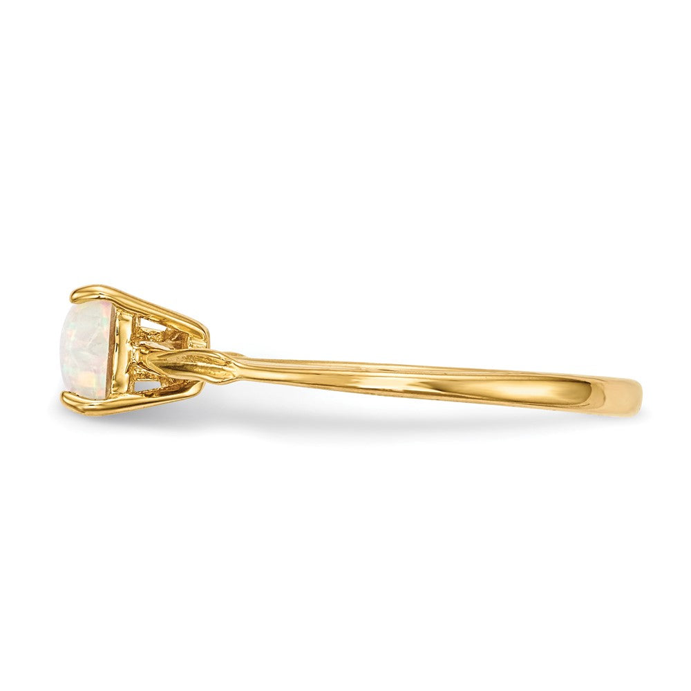 14k Polished October/Lab Created Opal Bow Size 7 Ring