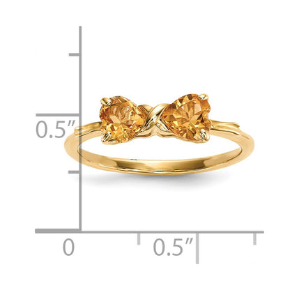 14k Polished November/Citrine Bow Size 7 Ring