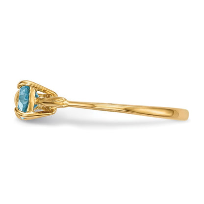14k Polished December/Light Swiss Blue Topaz Bow Size 7 Ring