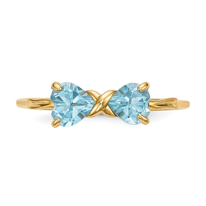 14k Polished December/Light Swiss Blue Topaz Bow Size 7 Ring