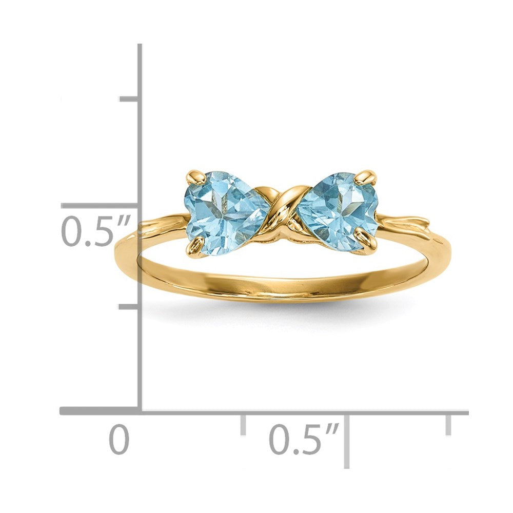 14k Polished December/Light Swiss Blue Topaz Bow Size 7 Ring