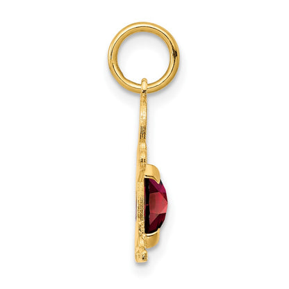 14K Boy Charm 6x4 Oval Genuine Garnet-January