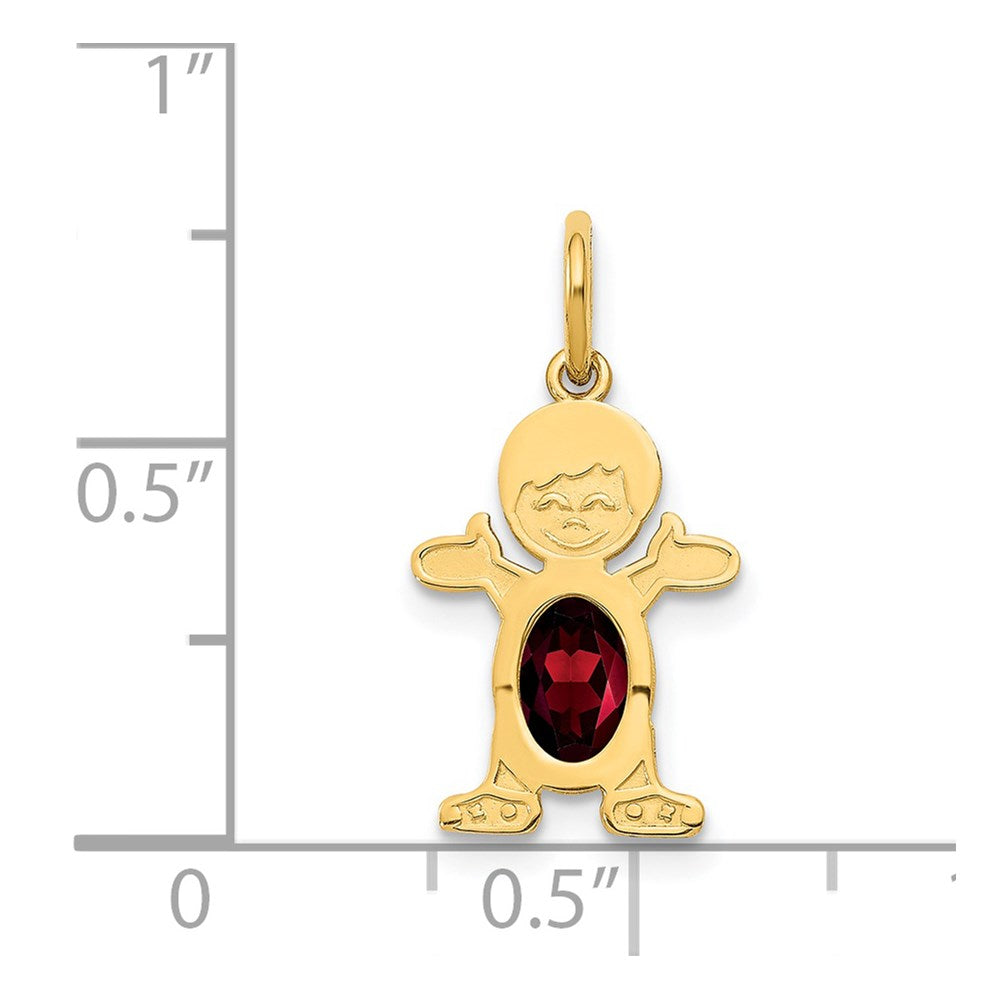 14K Boy Charm 6x4 Oval Genuine Garnet-January