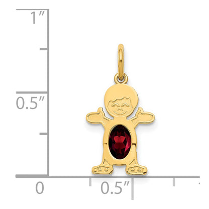 14K Boy Charm 6x4 Oval Genuine Garnet-January