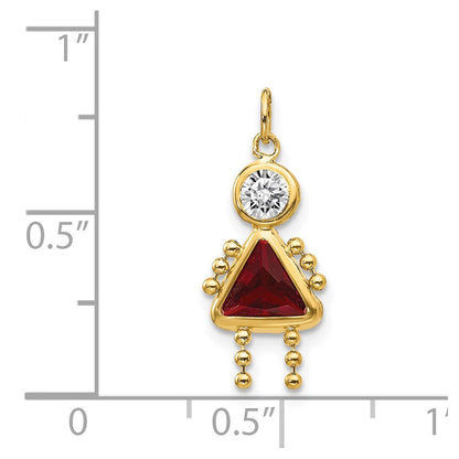 14k January Girl Synthetic Birthstone Charm