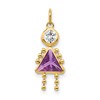 14k February Girl Synthetic Birthstone Charm