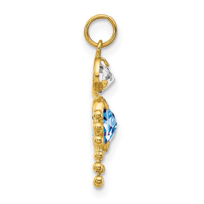 14k March Boy Synthetic Birthstone Charm
