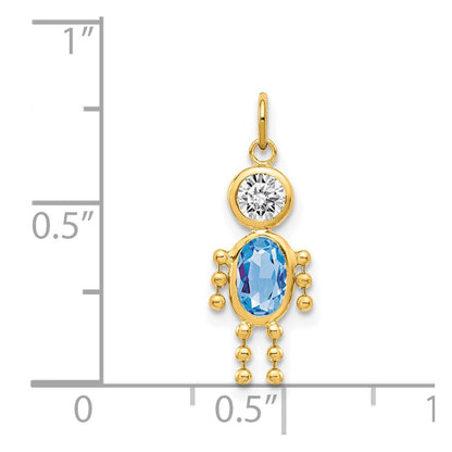 14k March Boy Synthetic Birthstone Charm