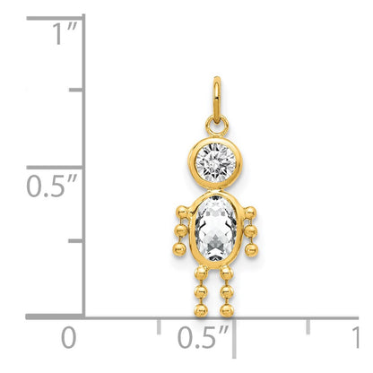14k April Boy Synthetic Birthstone Charm