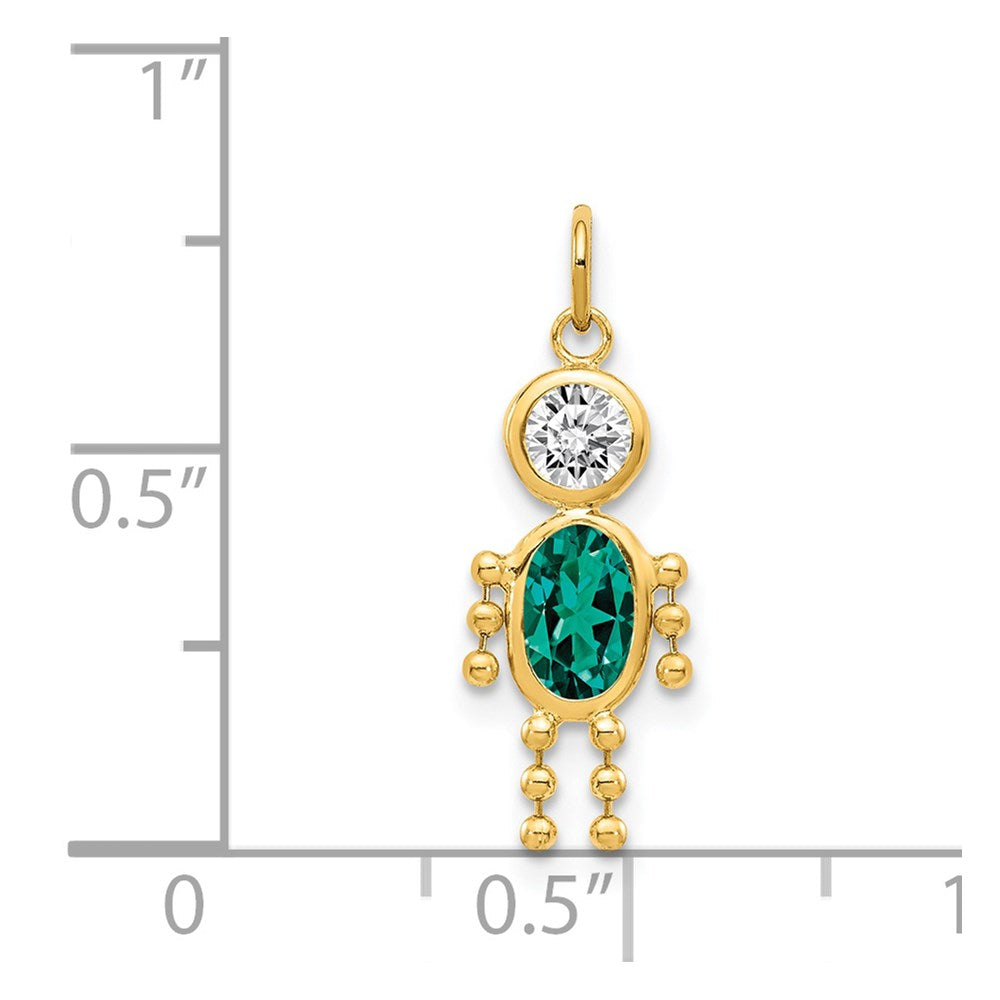 14k May Boy Synthetic Birthstone Charm