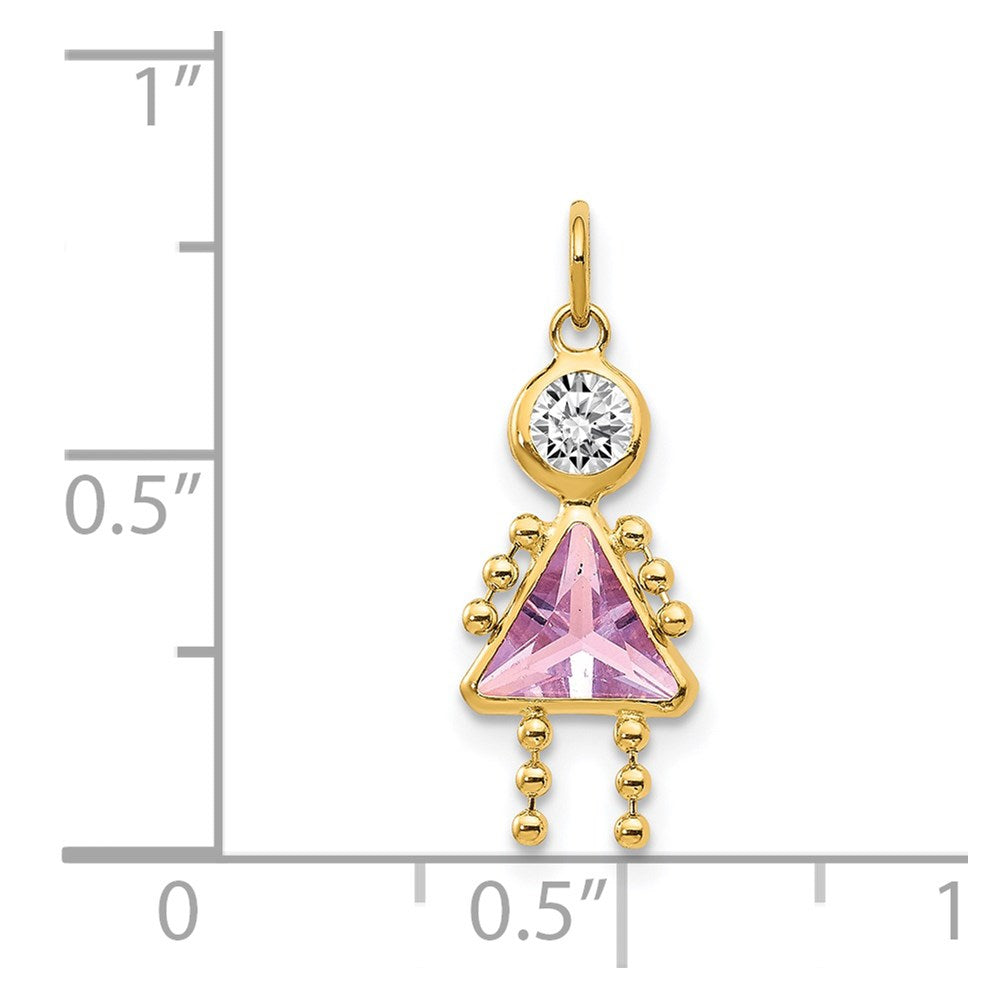 14k June Girl Synthetic Birthstone Charm