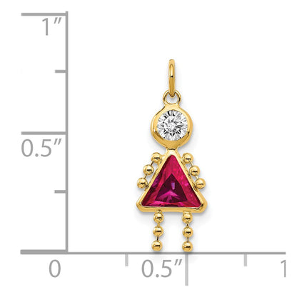 14k July Girl Synthetic Birthstone Charm
