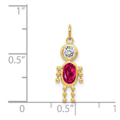 14k July Boy Synthetic Birthstone Charm