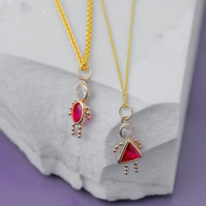 14k July Girl Synthetic Birthstone Charm