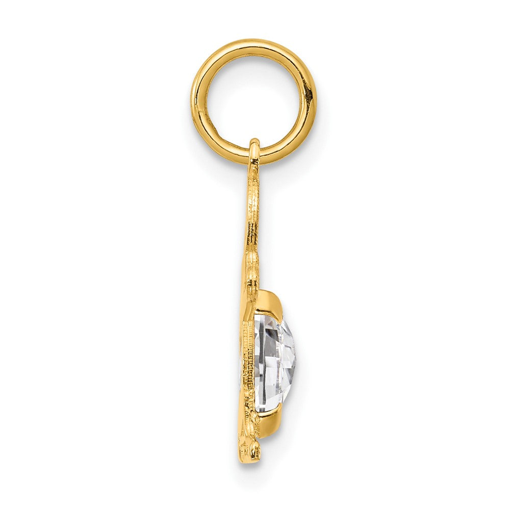 14K Boy Charm 6x4 Oval Genuine White Topaz-April