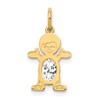 14K Boy Charm 6x4 Oval Genuine White Topaz-April