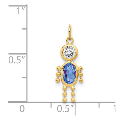 14k September Boy Synthetic Birthstone Charm