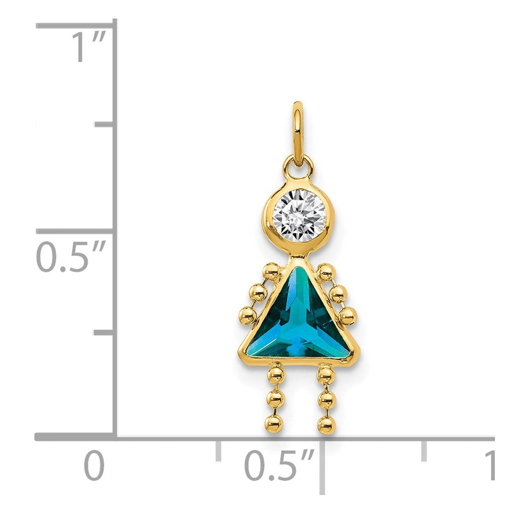 14k December Girl Synthetic Birthstone Charm