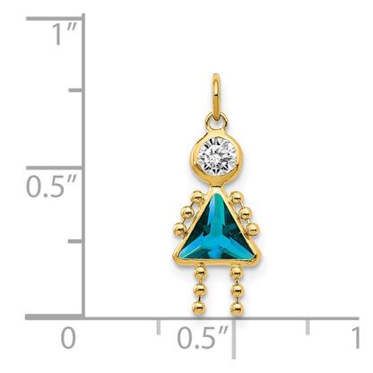14k December Girl Synthetic Birthstone Charm
