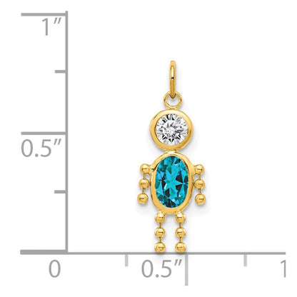 14k December Boy Synthetic Birthstone Charm