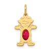 14K Girl Charm 6x4 Oval Genuine Ruby-July