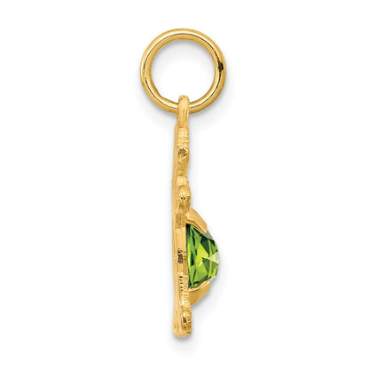 14K Girl Charm 6x4 Oval Genuine Peridot-August