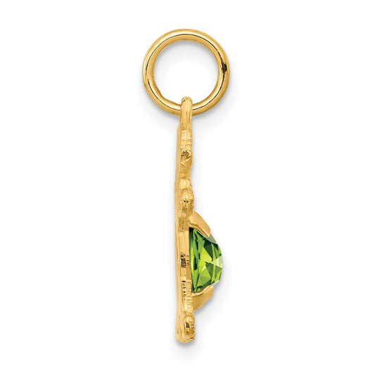 14K Girl Charm 6x4 Oval Genuine Peridot-August