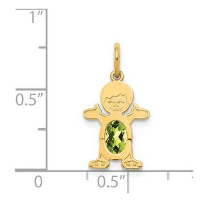 14K Boy Charm 6x4 Oval Genuine Peridot-August