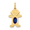 14K Girl Charm 6x4 Oval Genuine Sapphire-September