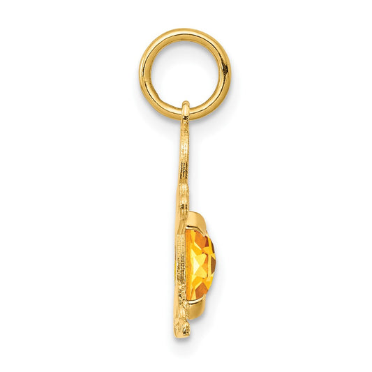 14K Boy Charm 6x4 Oval Genuine Citrine-November
