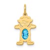 14K Girl Charm 6x4 Oval Genuine Blue Topaz-December