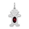 14K White Gold Girl Charm 6x4 Oval Genuine Garnet-January