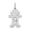 14K White Gold Girl Charm 6x4 Oval Genuine White Topaz-April