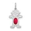 14K White Gold Girl Charm 6x4 Oval Genuine Ruby-July
