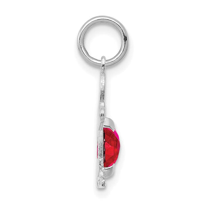 14K White Gold Boy Charm 6x4 Oval Genuine Ruby-July
