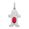 14K White Gold Boy Charm 6x4 Oval Genuine Ruby-July