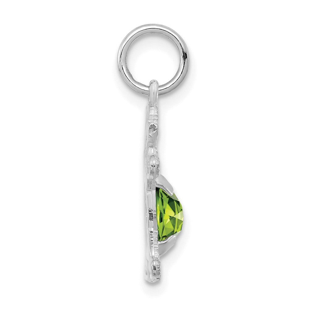 14K White Gold Girl Charm 6x4 Oval Genuine Peridot-August