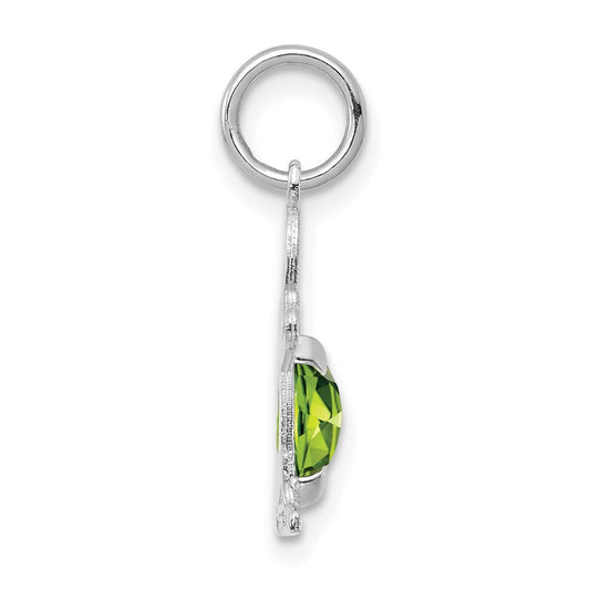 14K White Gold Boy Charm 6x4 Oval Genuine Peridot-August