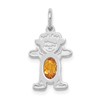 14K White Gold Girl Charm 6x4 Oval Genuine Citrine-November