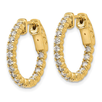 14k 1 carat Lab Grown Dia VS/SI+ G+ Round In and Out Safety Clasp Hoop Earrings